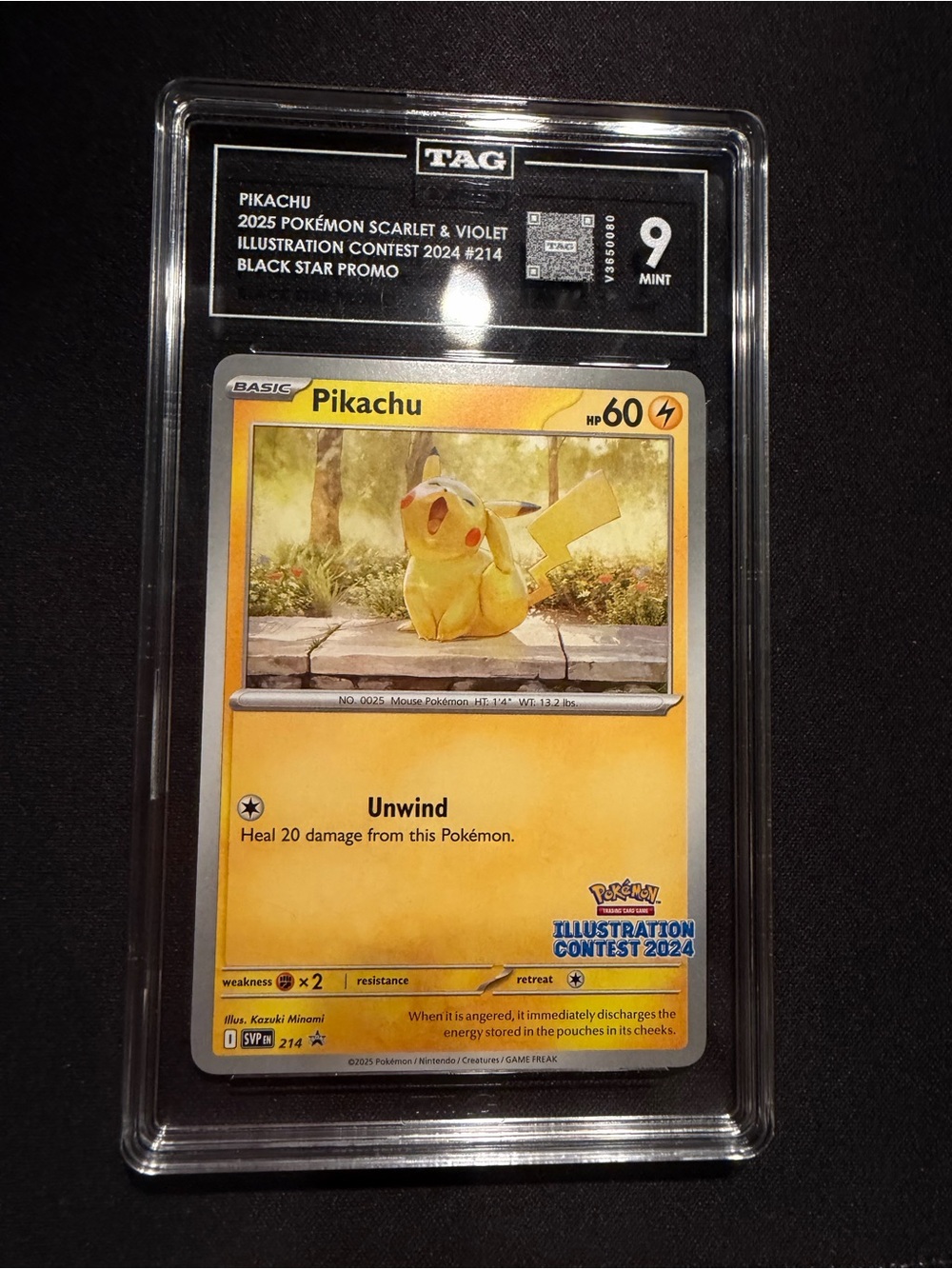 Pikachu 2025 Pokémon Scarlet & Violet Illustration Contest Graded TAG card
